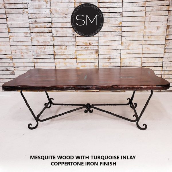 Western Desk Table Awe-Inspiring Rectangular Texas Mesquite Top - 1211R