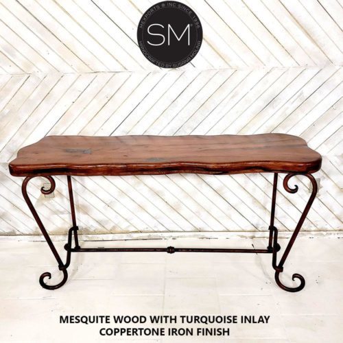Western Large Console | Mesquite Wood and Wrought Iron - 1216C
