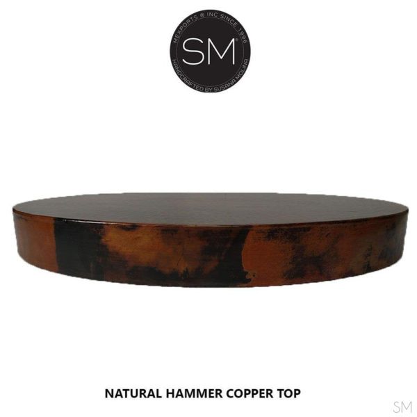 Luxury Side Table Pulchritudinous Round Brown Natural Hammer Copper Top - 1246L