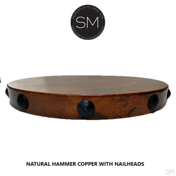 Luxury Side Table Pulchritudinous Round Brown Natural Hammer Copper Top - 1246L