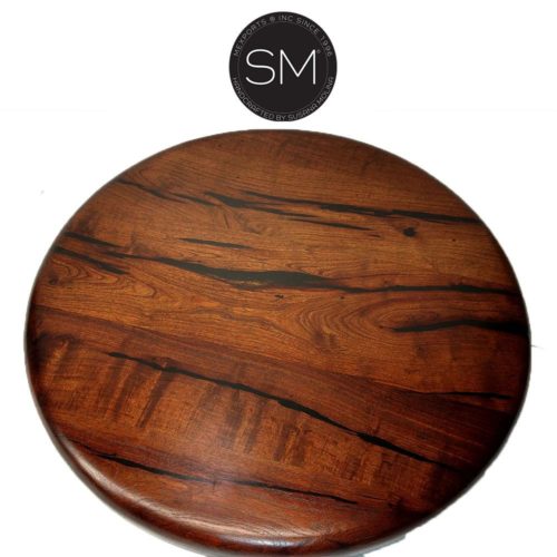 Mesquite Wood Round Cocktail contemporary Iron base 1265 AAA
