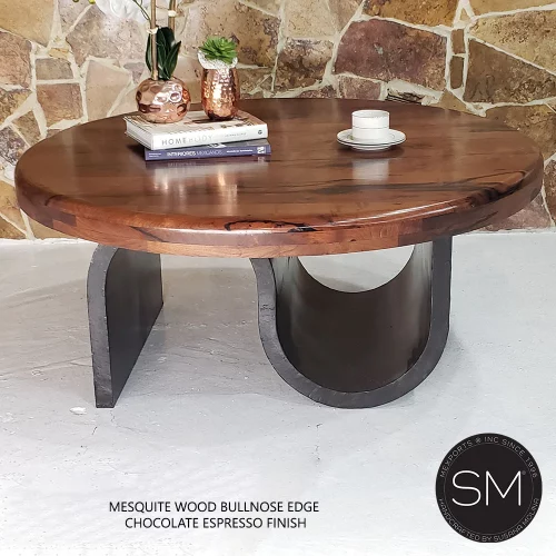 Unique Mesquite Wood Round Coffee Table