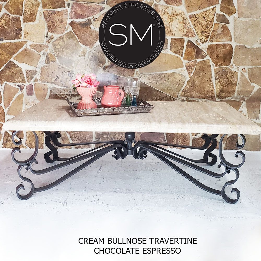 rectangular coffee table cream bullnose travertine 1237AAT