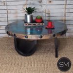 round coffee table oxidized copper 1257AAAC