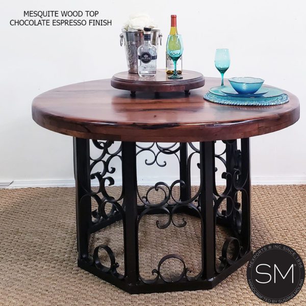 round dining table mesquite wood 1252DM