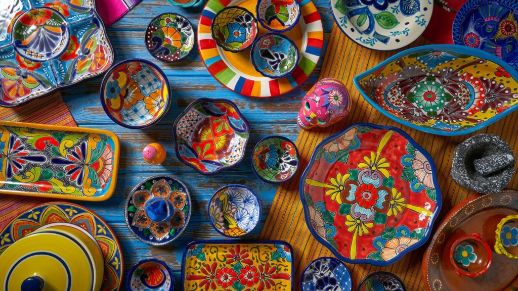 Floral-designs-in-Talavera-pottery