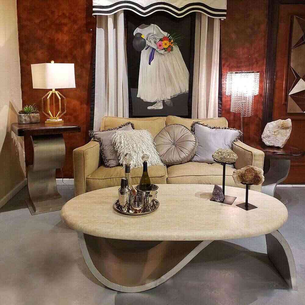 travertineovalcontemporarycoffeetablemodel