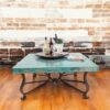 Oxidized Hammered Copper Square Coffee Table