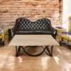 Rustic ELEGANT Rectangular Coffee Table with Travertine Top