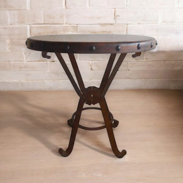Mesquite Wood Bullnose Top Round Bar Table Rustic