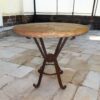 Luxury Patio Outdoor Peach Travertine Chisel Round Tall Bar Table