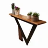 Contemporary Console Table with Natural Travertine Top