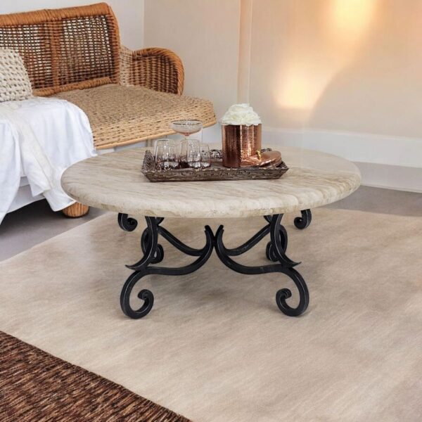 Modern Natural Travertine Round Coffee Table