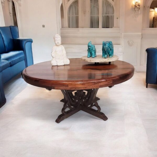 Mediterranean Style Mesquite Wood Round Coffee Table