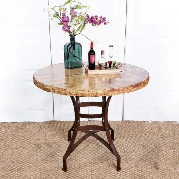 Bar Table with Hand-Forged Iron Base
