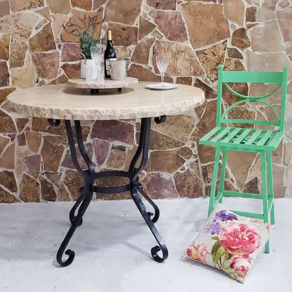 Round Travertine Stone Bar Table