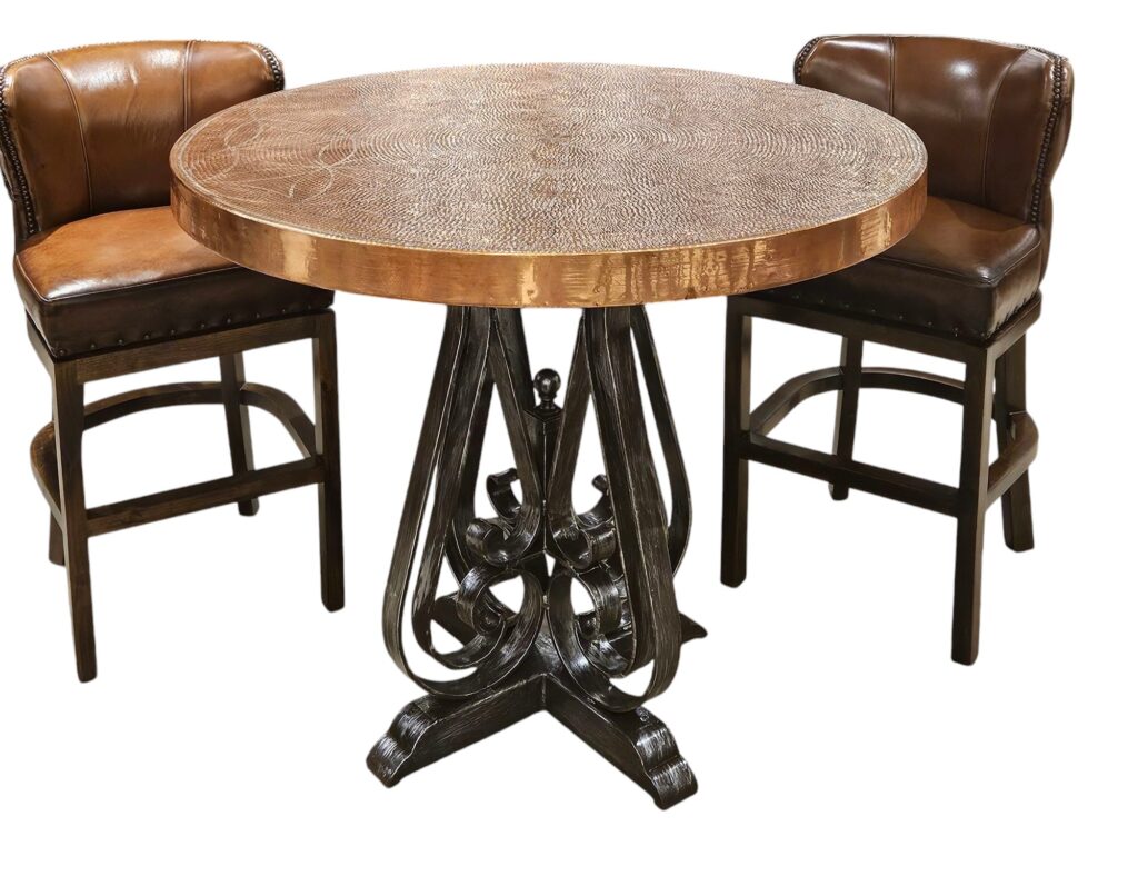 Hammered Copper Round Dining Table