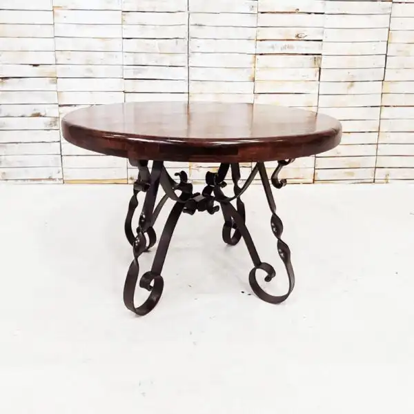 Beautiful round mesquite wood and iron dining table