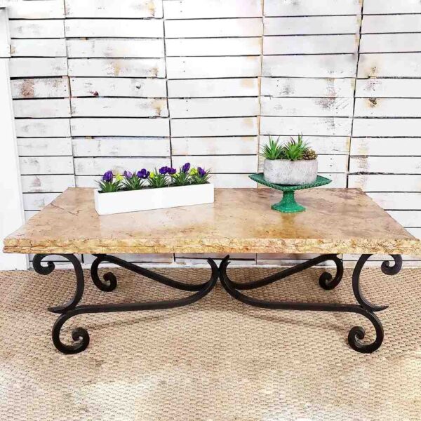 rectangular-coffee-table-peach-chiseled-travertine