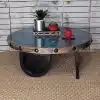 CONTEMPO Rectangular Metal Coffee Table: Industrial Charm with a Hammered Metal Iron Base