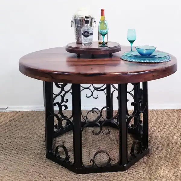 Round Dining Table with Mesquite Wood Top