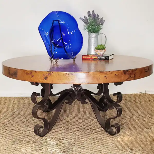 Rustic Round Copper Coffee Table