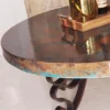 rustic coffee table round hammered copper wroughtiron base