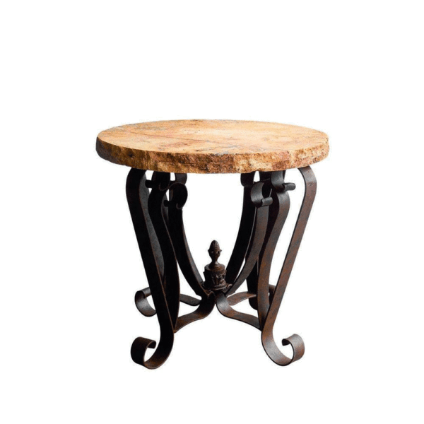 Hi-End Round Patio Side Table with Travertine Top -