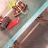 Tuscan Style Hammered Copper Square Table edge