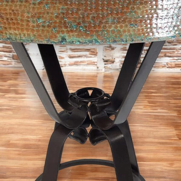Vintage Hammered Oxidized Copper Round Bar Table